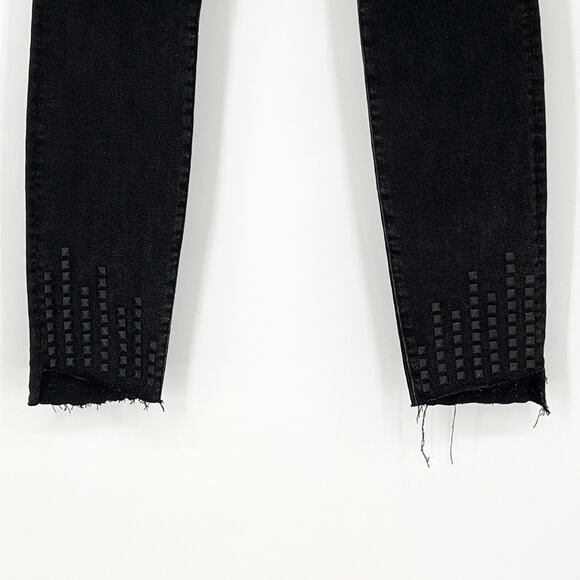 MOTHER The Stunner Zip Ankle Jeans Women’s Size 26 Wrong Side Fray Hem Studded - Picture 4 of 10